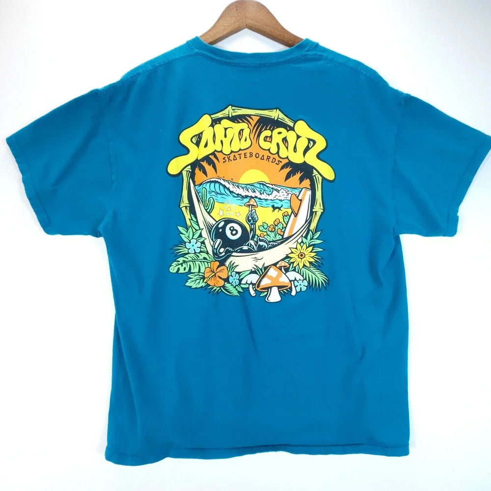 Santa Cruz T Shirt Mens XL Blue Skate Streetwear 8 Ball Surfing Graphic Tee - Picture 2 of 8